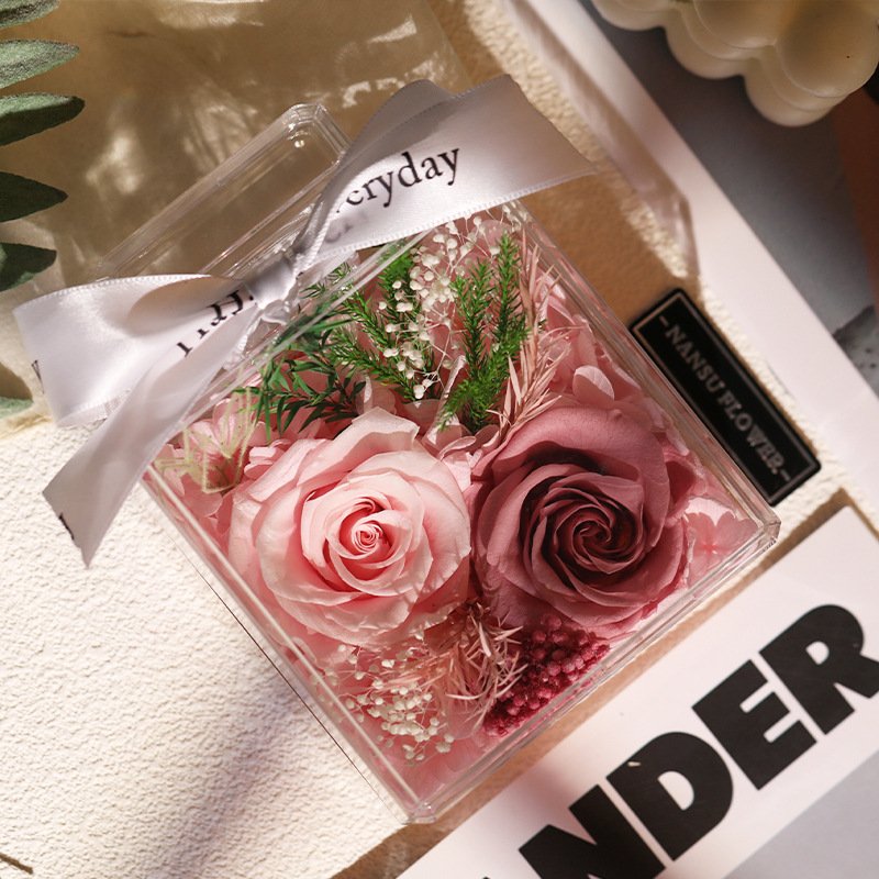Wholesale Women Her Girl Friend Christmas gifts eternal forever rose preserved flowers in acrylic perfume bottle