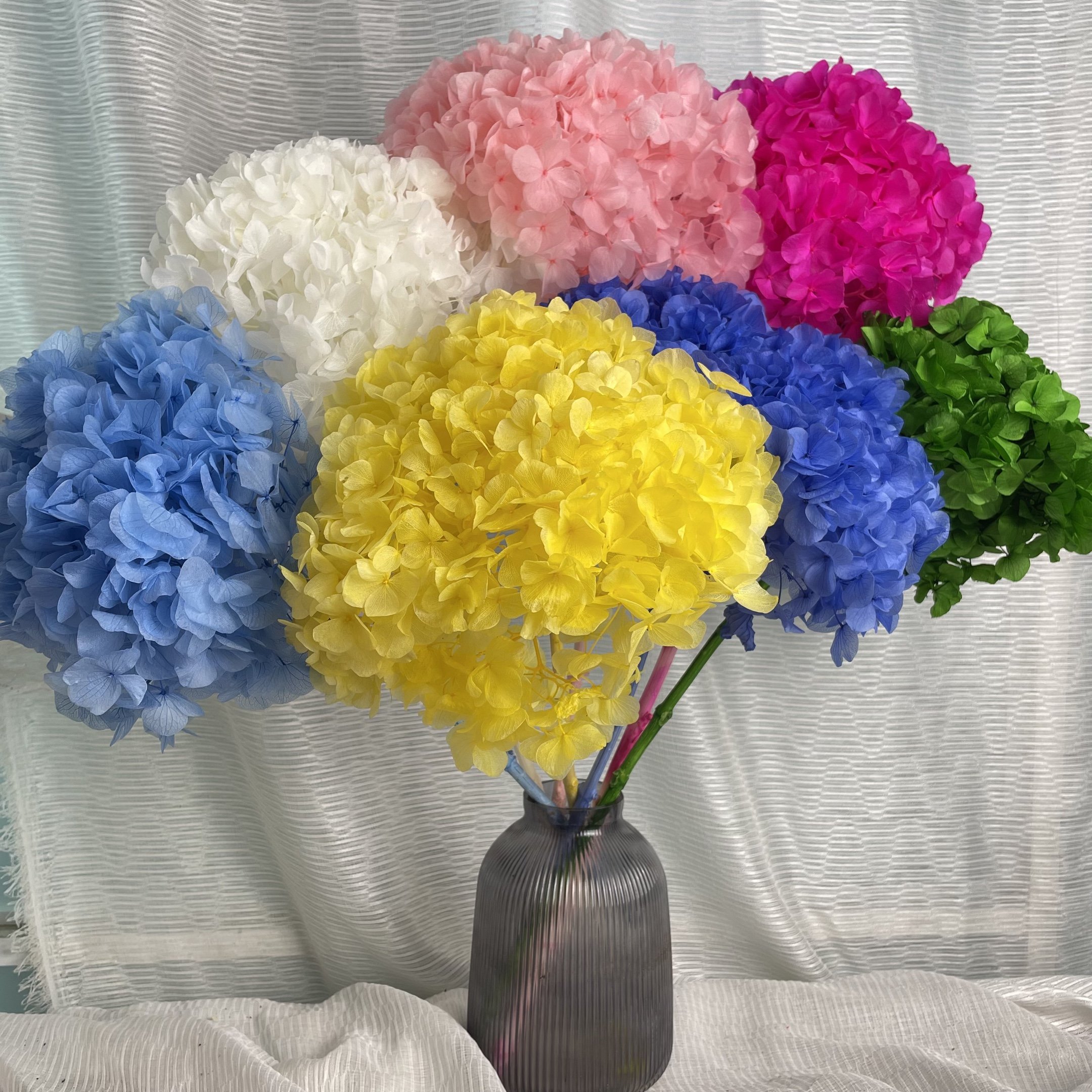 Best Selling Preserved Single Big Leaf Hydrangea Everlasting Forever Hortensia Hydrangea Embroidered Ball For Wedding Decoration