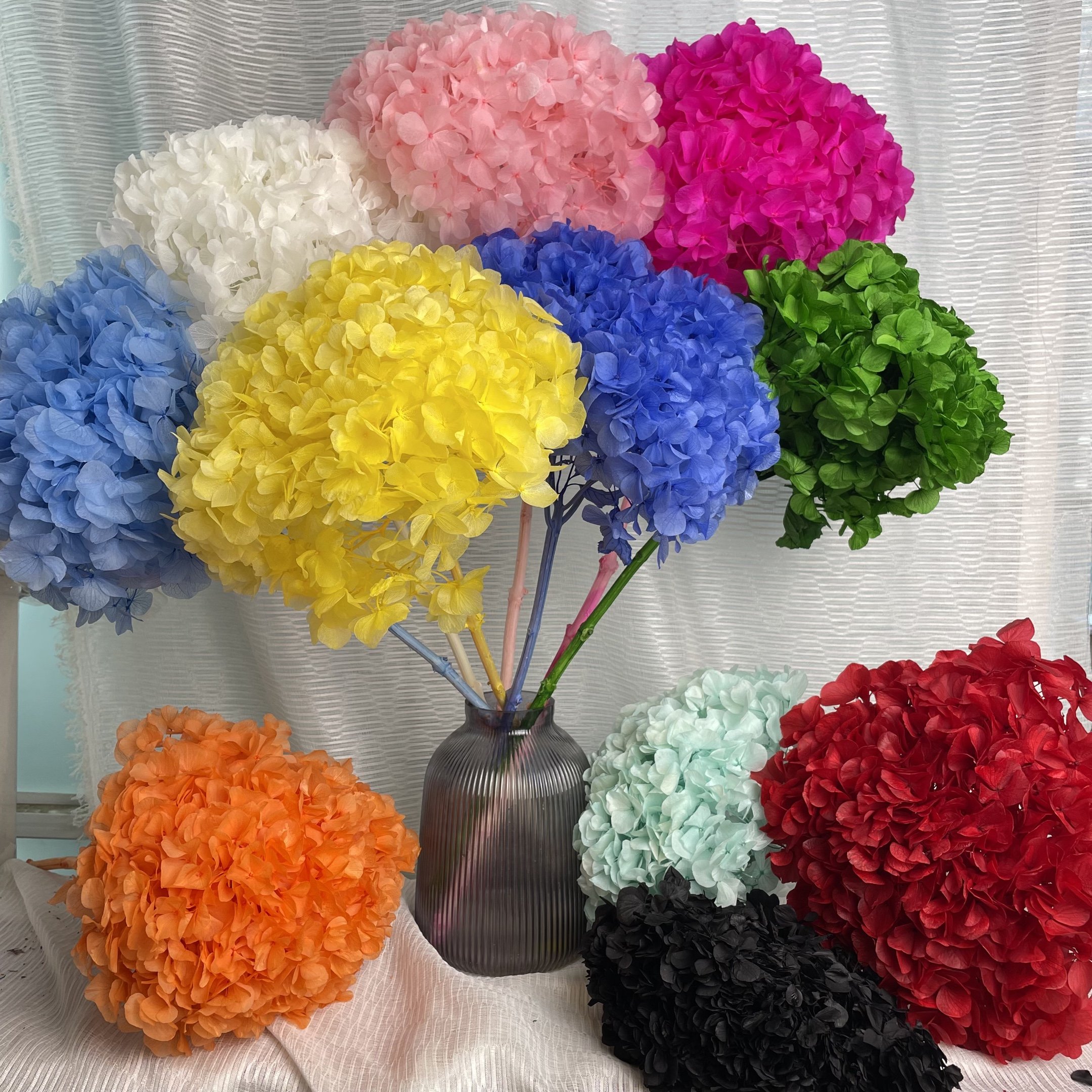 Best Selling Preserved Single Big Leaf Hydrangea Everlasting Forever Hortensia Hydrangea Embroidered Ball For Wedding Decoration