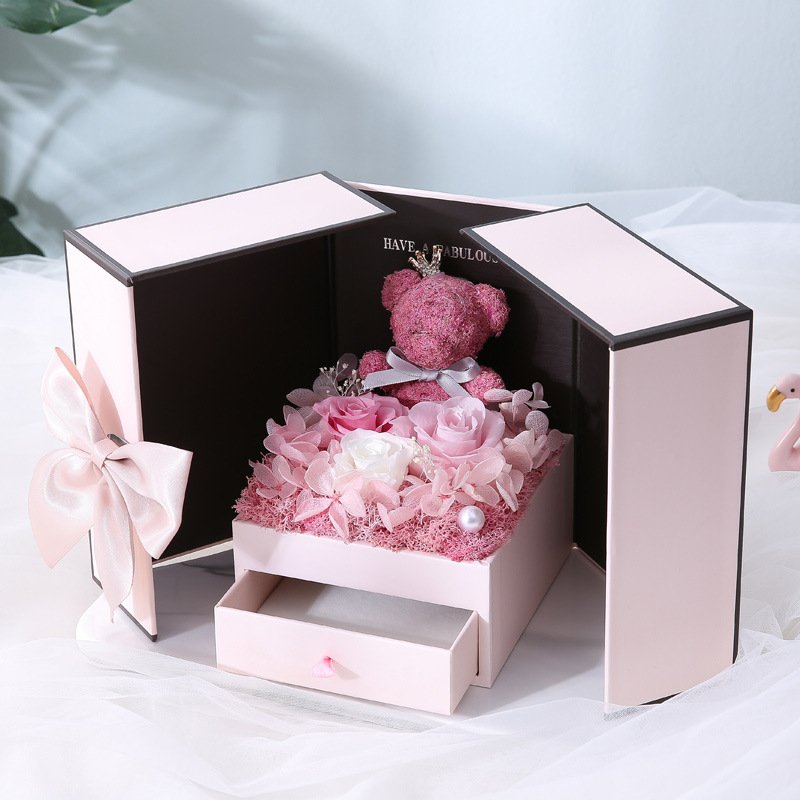 Hot Selling Foam Rose Mini Bear Artificial Rose Bear With Box Rose Bear Gift For Mother's Day Valentine Day