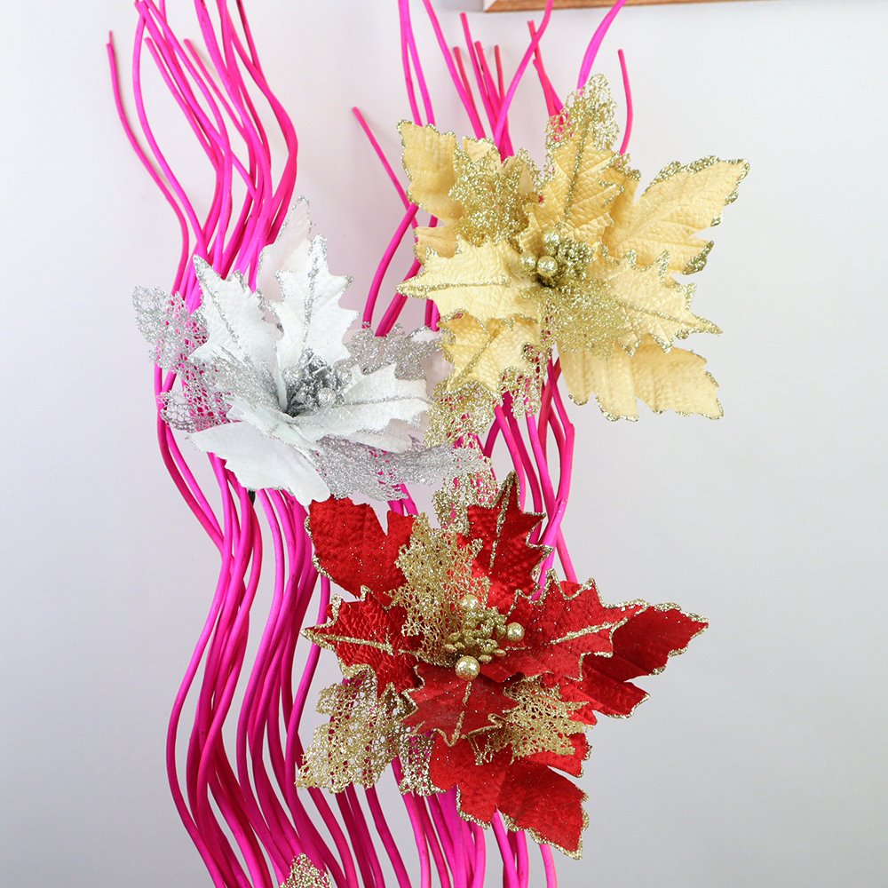 25cm Handmade Christmas Flowers Shopping Mall Window Display Festive Supplies Garlands Decoration Natural Preserved Flowers