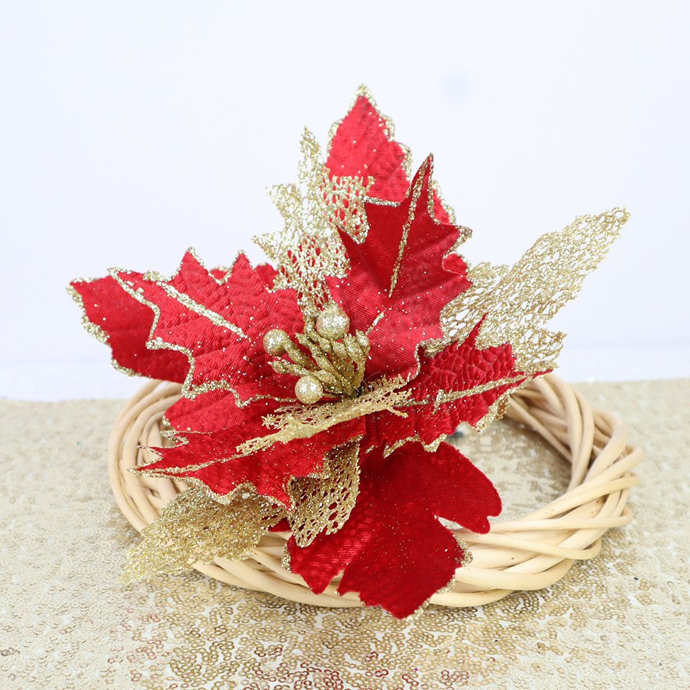 25cm Handmade Christmas Flowers Shopping Mall Window Display Festive Supplies Garlands Decoration Natural Preserved Flowers