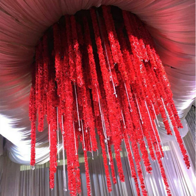 O-X273 2m Artificial Wisteria flower Ceiling string Hanging Hydrangea Flower Vine Garland Silk Flower Wisteria Wedding Decor
