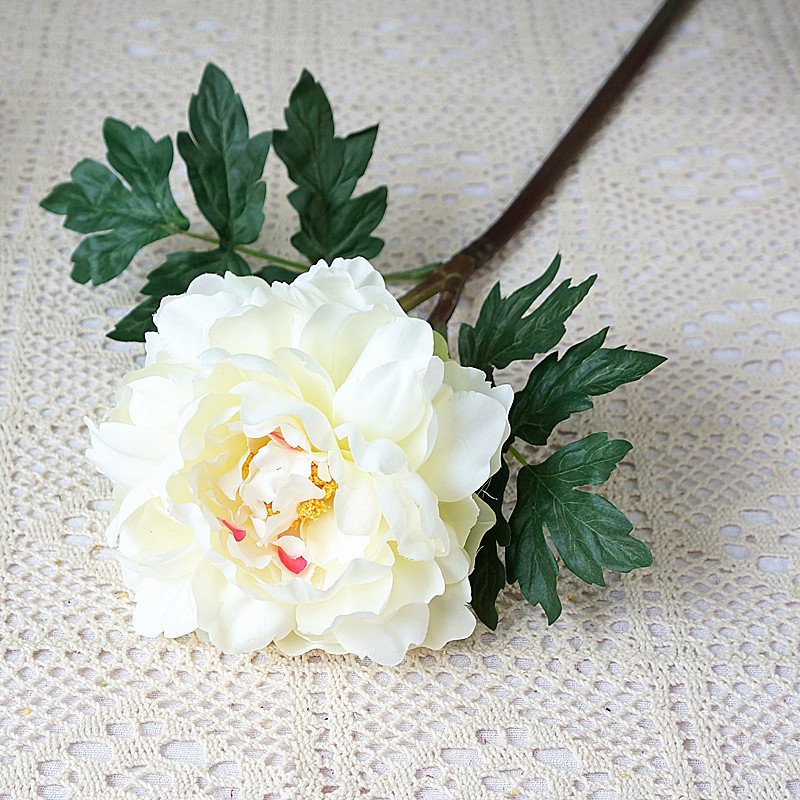 Single Stem Vintage Color Plastic Silk Large Peony Flowers