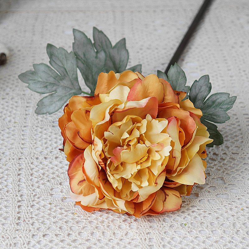 Single Stem Vintage Color Plastic Silk Large Peony Flowers