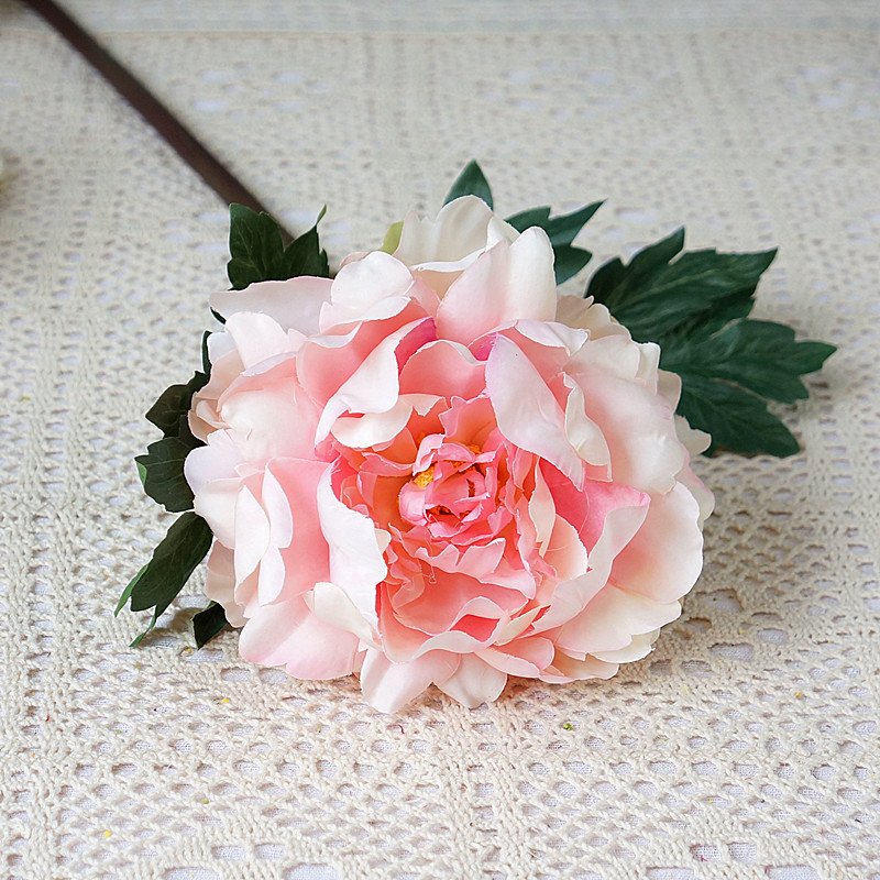 Single Stem Vintage Color Plastic Silk Large Peony Flowers