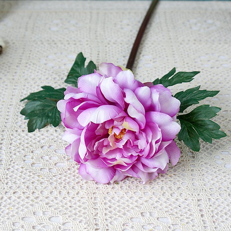 Single Stem Vintage Color Plastic Silk Large Peony Flowers