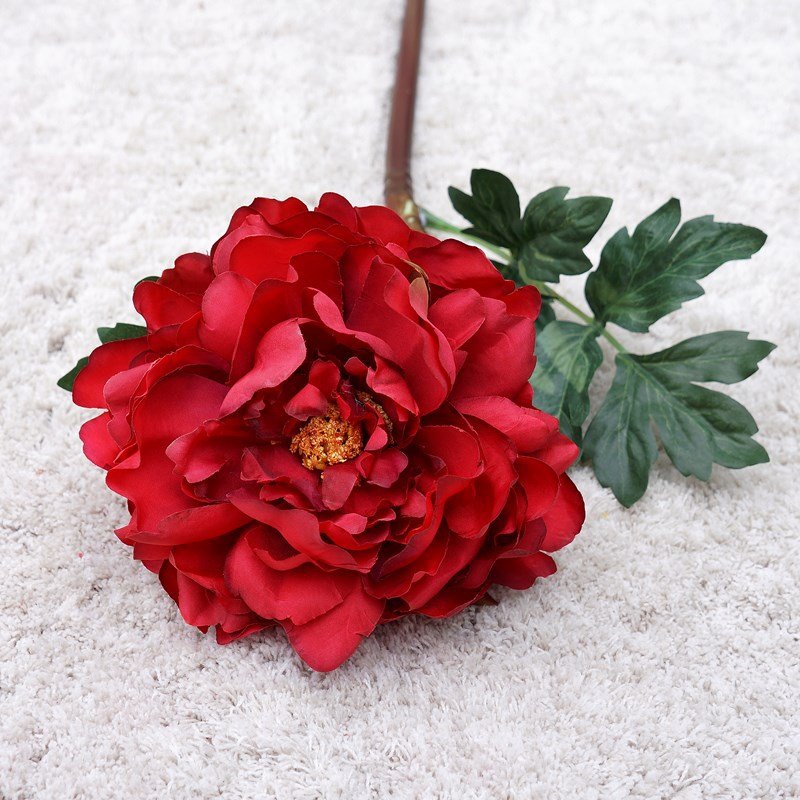 Single Stem Vintage Color Plastic Silk Large Peony Flowers
