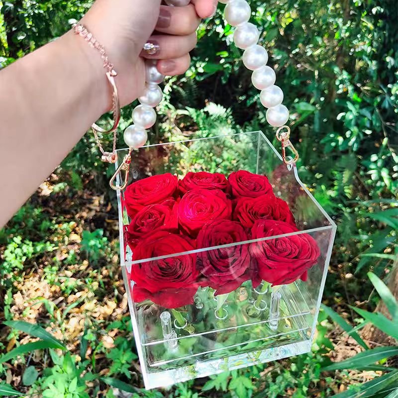 Pearl Portable Acrylic Flower Box Valentine's Day Tanabata Gift Transparent Empty Box