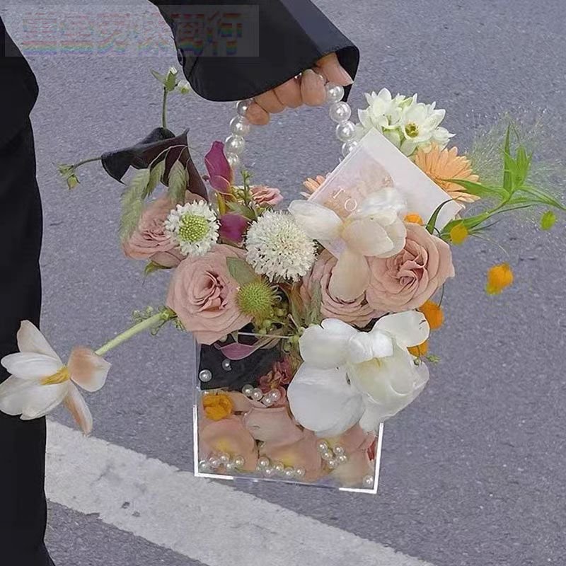 Pearl Portable Acrylic Flower Box Valentine's Day Tanabata Gift Transparent Empty Box
