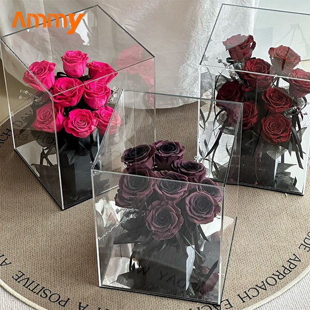 AM-PFE73 Ammy Luxury Gift Eternal Flower Rose Garden gift box preserved Rose in Acrylic Box Valentine's Day gifts