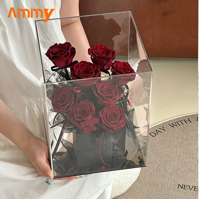 AM-PFE73 Ammy Luxury Gift Eternal Flower Rose Garden gift box preserved Rose in Acrylic Box Valentine's Day gifts
