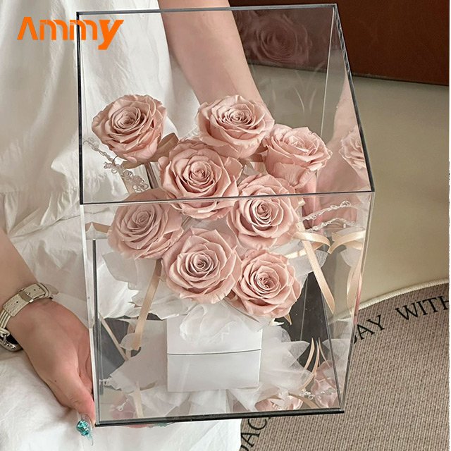 AM-PFE73 Ammy Luxury Gift Eternal Flower Rose Garden gift box preserved Rose in Acrylic Box Valentine's Day gifts