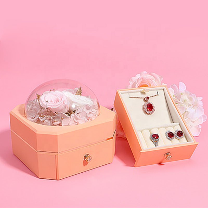 Wholesale Customized Handmade Preserved Flowers Valentines Day Gift 2023 Rose Jewelry Box