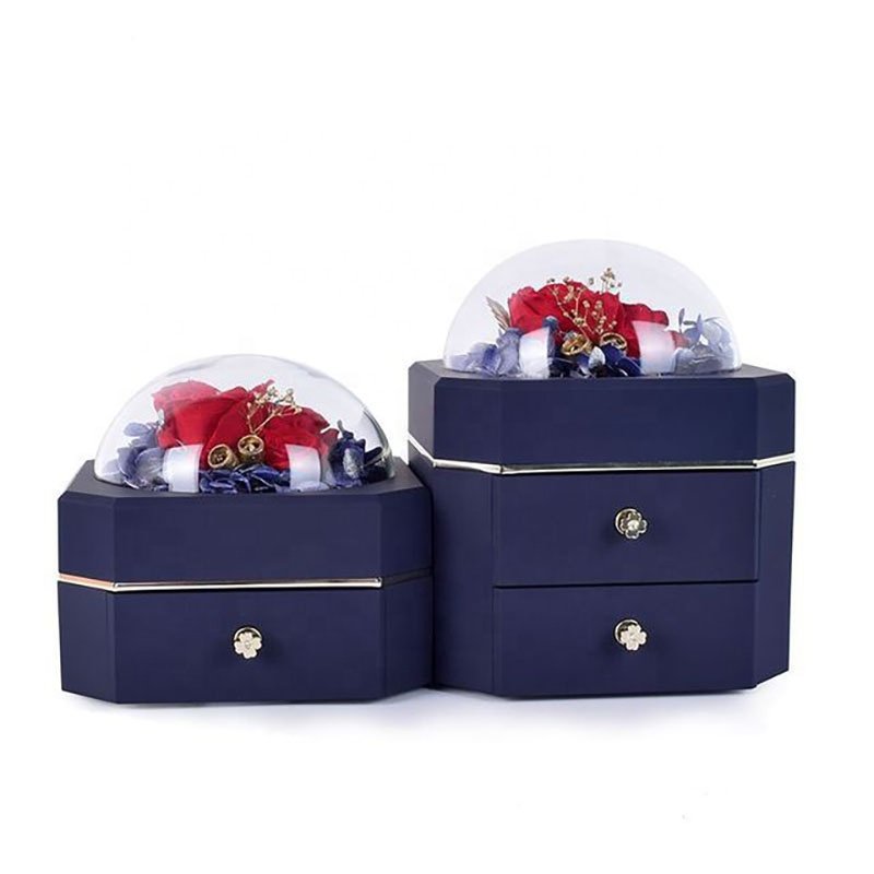 Wholesale Customized Handmade Preserved Flowers Valentines Day Gift 2023 Rose Jewelry Box
