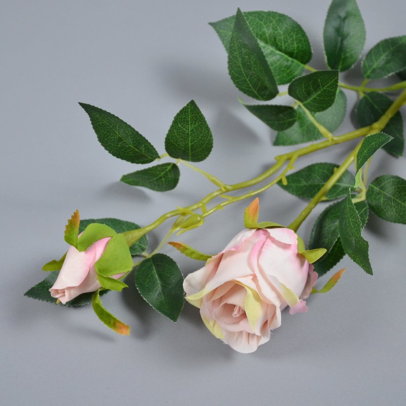 Wholesale Artificial Forever Long Life Long Stem Artificial Rose Flower 2 Heads Artificial Flower Branch