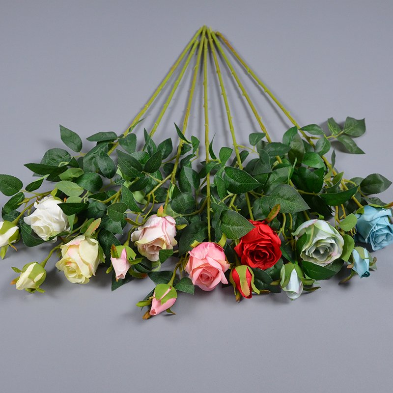 Wholesale Artificial Forever Long Life Long Stem Artificial Rose Flower 2 Heads Artificial Flower Branch