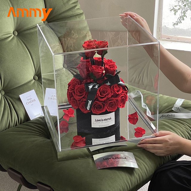 AM-PFE72 Ammy Luxury Gift Preserved Roses in Gift Box Everlasting Rose in Acrylic Box Valentine's Day gifts Immortal flower