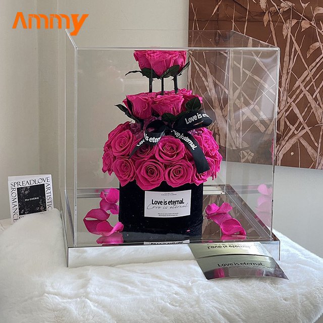 AM-PFE72 Ammy Luxury Gift Preserved Roses in Gift Box Everlasting Rose in Acrylic Box Valentine's Day gifts Immortal flower