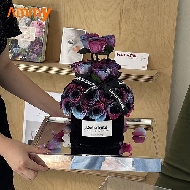AM-PFE72 Ammy Luxury Gift Preserved Roses in Gift Box Everlasting Rose in Acrylic Box Valentine's Day gifts Immortal flower