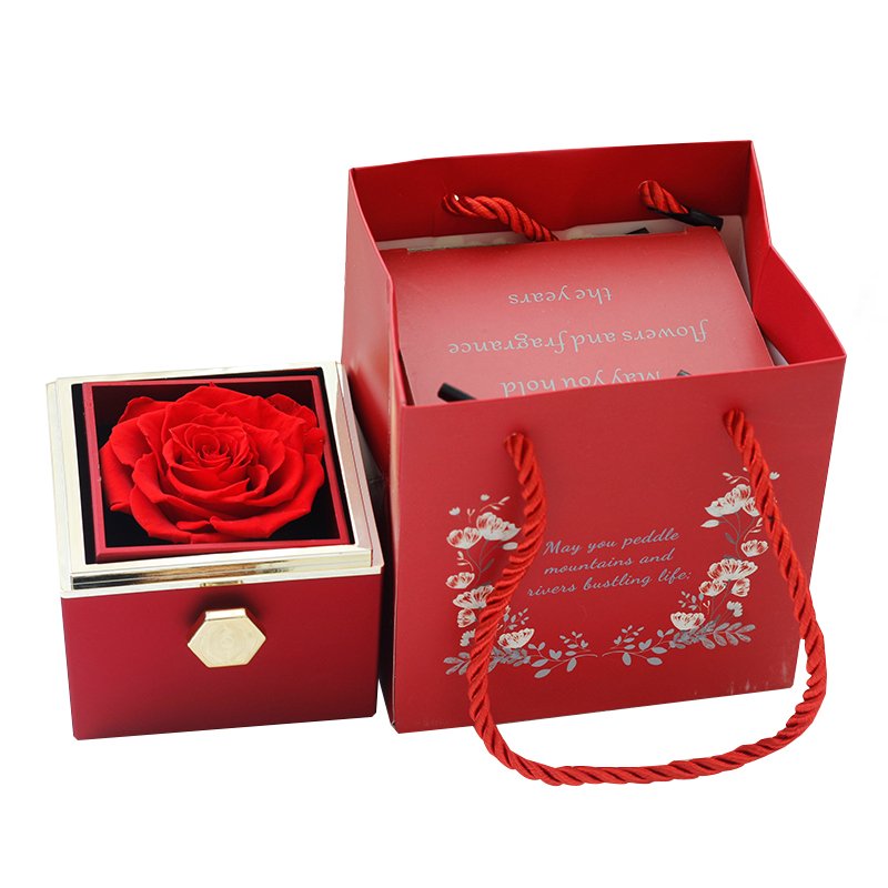 Necklace Ring Acrylic Box With Infinity Flower Real Rosas For Valentines Gift Eternal Romantic Preserved Rose Jewelry Box