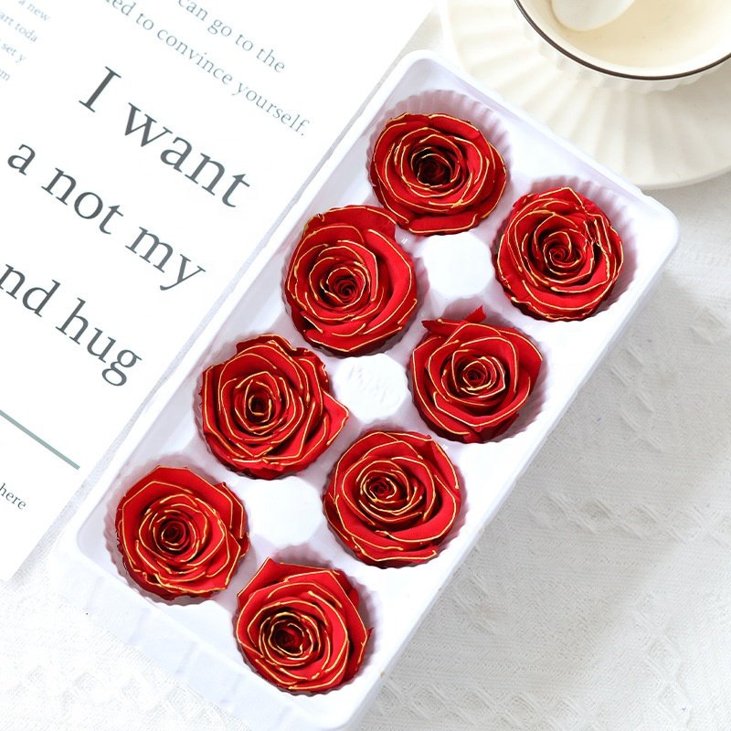 Bulk Grade A 4-5cm Long Lasting Eternal Forever Real Head Preserved Roses in a Box Decorative Flowers for Valentine Mother' day