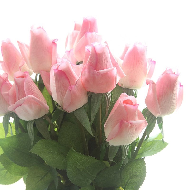O-X809 Wedding Supplies Wholesale Real Touch Latex Flowers White Pink Real Touch Single Roses Buds Artificial Roses with Stem