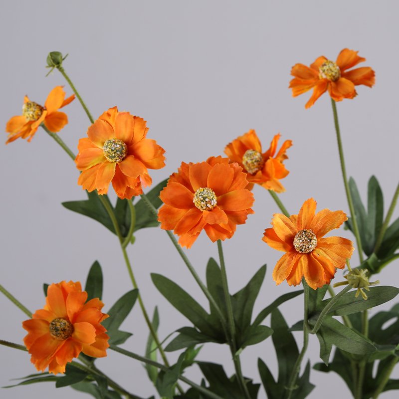 Home Wedding Decoration Long Lasting Preserved Artificial Three Headed Autumn Chrysanthemums