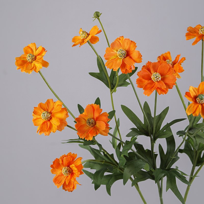 Home Wedding Decoration Long Lasting Preserved Artificial Three Headed Autumn Chrysanthemums