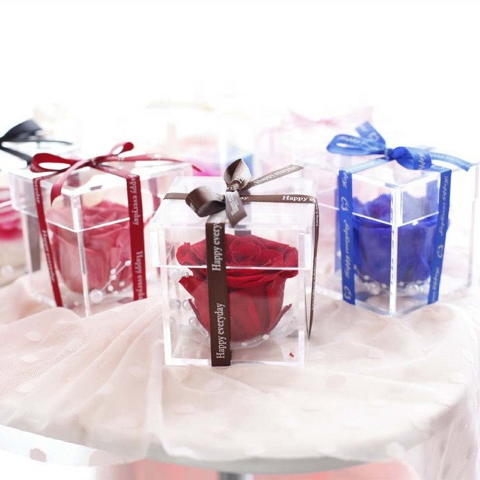 wholesale long stem roses box real natural preserved roses in acrylic box