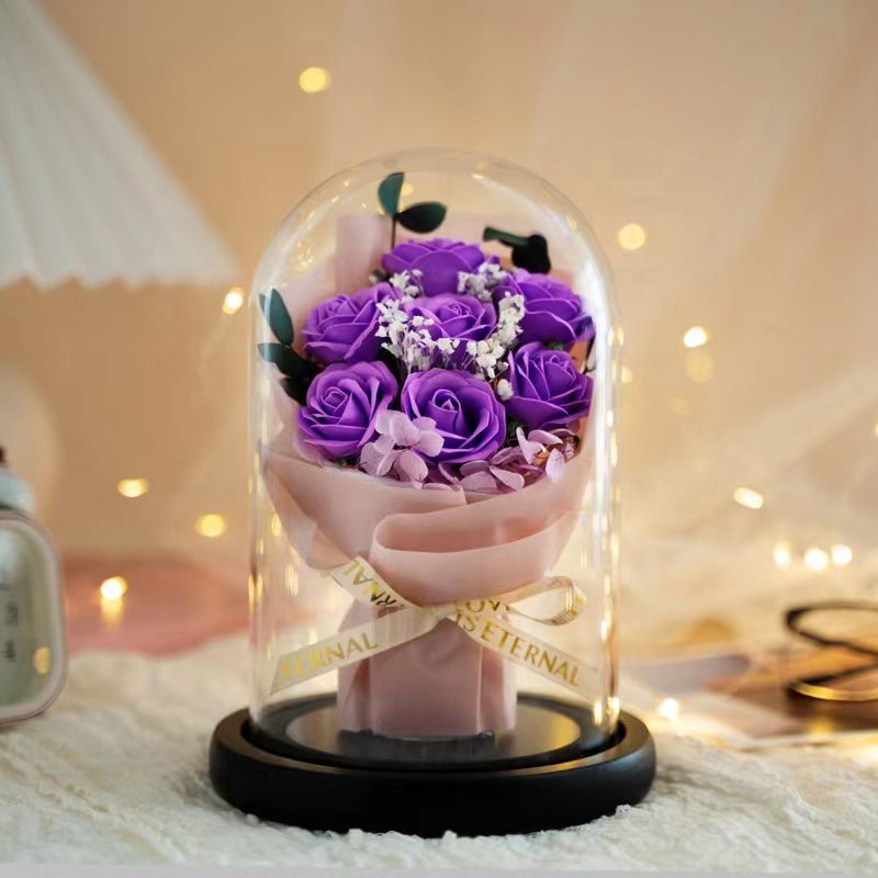 2025 Mothers Day Gifts for Mom Romantic Soap Eternal Flower Forever Preserved Rose Flower in Glass Dome Valentines Day Gifts