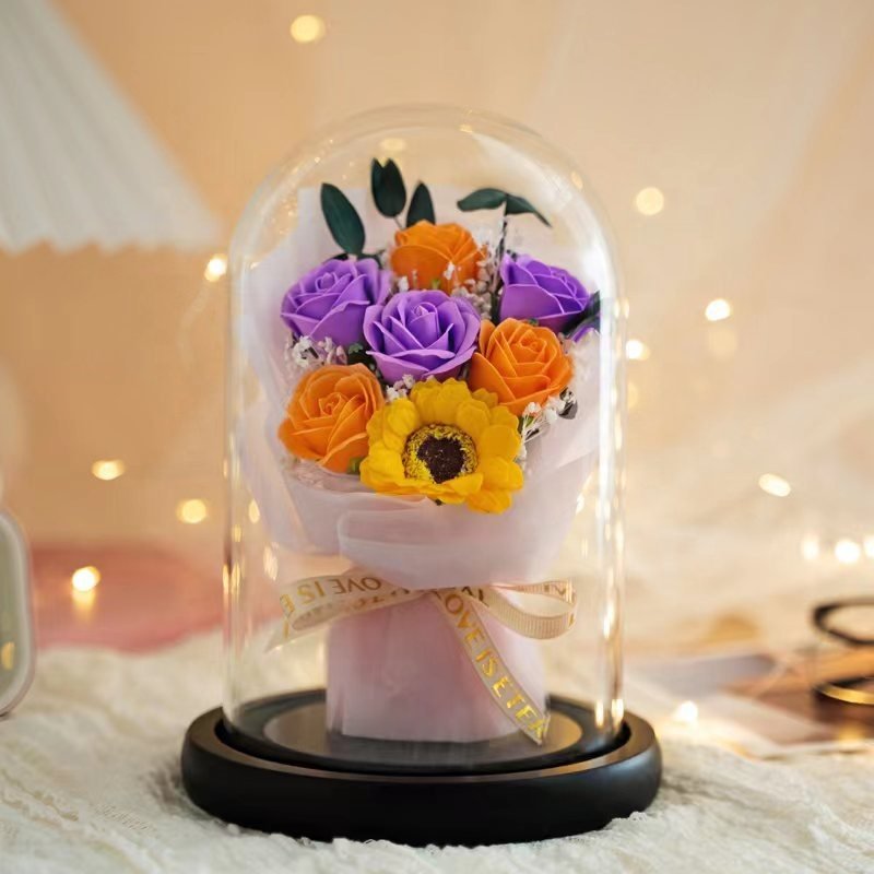 2025 Mothers Day Gifts for Mom Romantic Soap Eternal Flower Forever Preserved Rose Flower in Glass Dome Valentines Day Gifts
