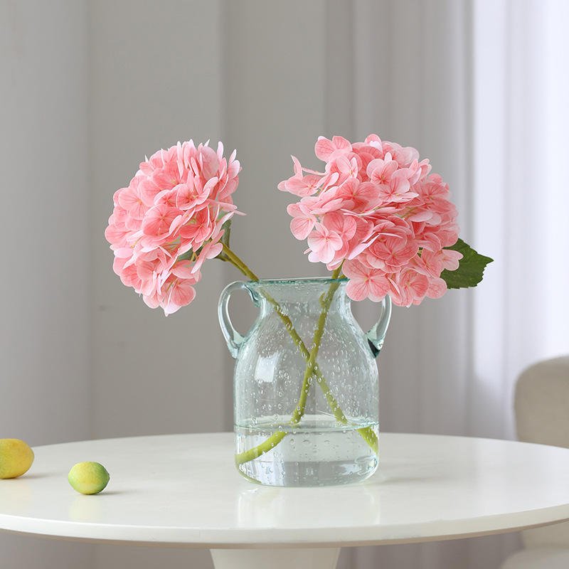 Wholesale high quality real touch stem forever beautiful flower plant single hydrangea flowers