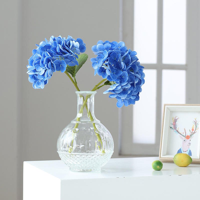 Wholesale high quality real touch stem forever beautiful flower plant single hydrangea flowers