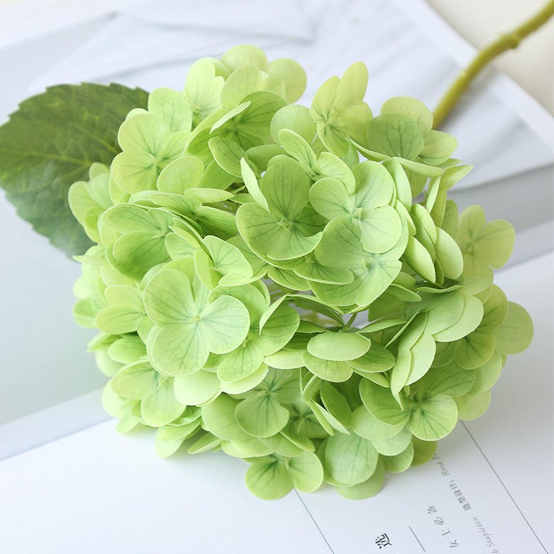 Wholesale high quality real touch stem forever beautiful flower plant single hydrangea flowers