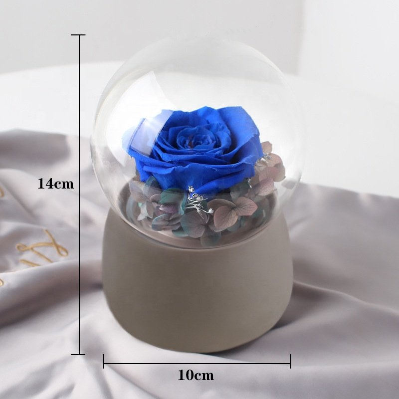 Rotatable eternal rose music box Glass Cover Preserved Flower Music Box for mothers day or valentines day gifts