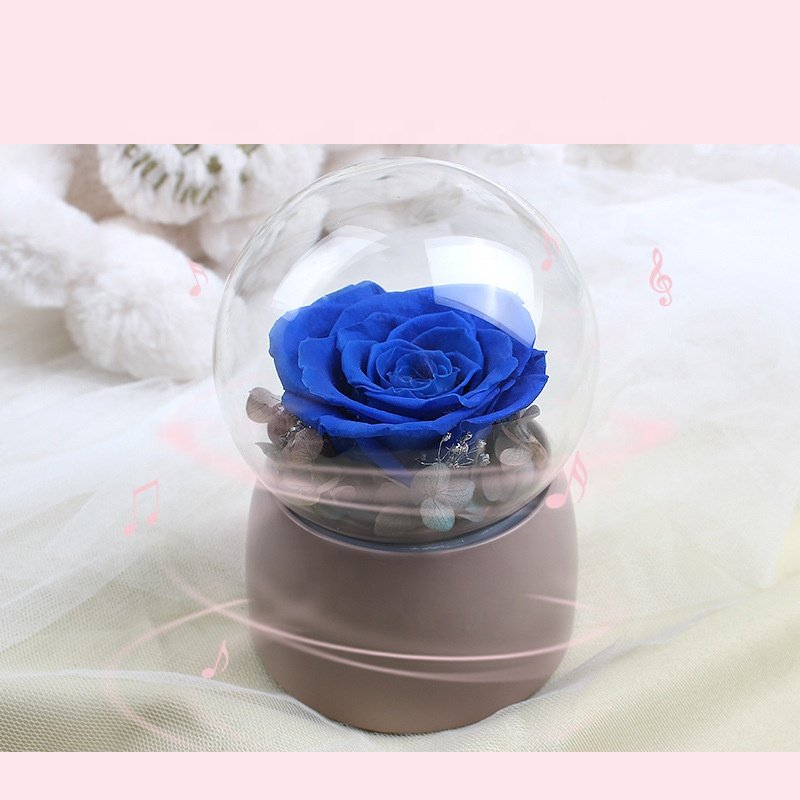 Rotatable eternal rose music box Glass Cover Preserved Flower Music Box for mothers day or valentines day gifts