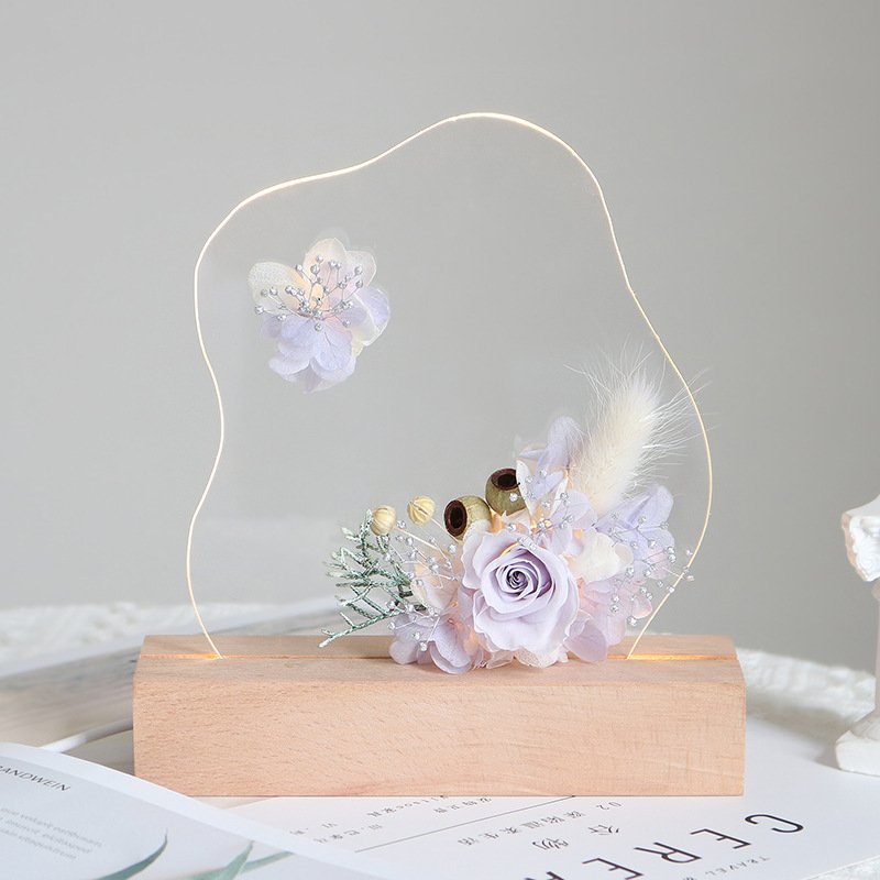 Acrylic Noteboard Cloud Table Lamp Night Lamppreserved Flower Gift Teacher's Day Valentine's Day Gift