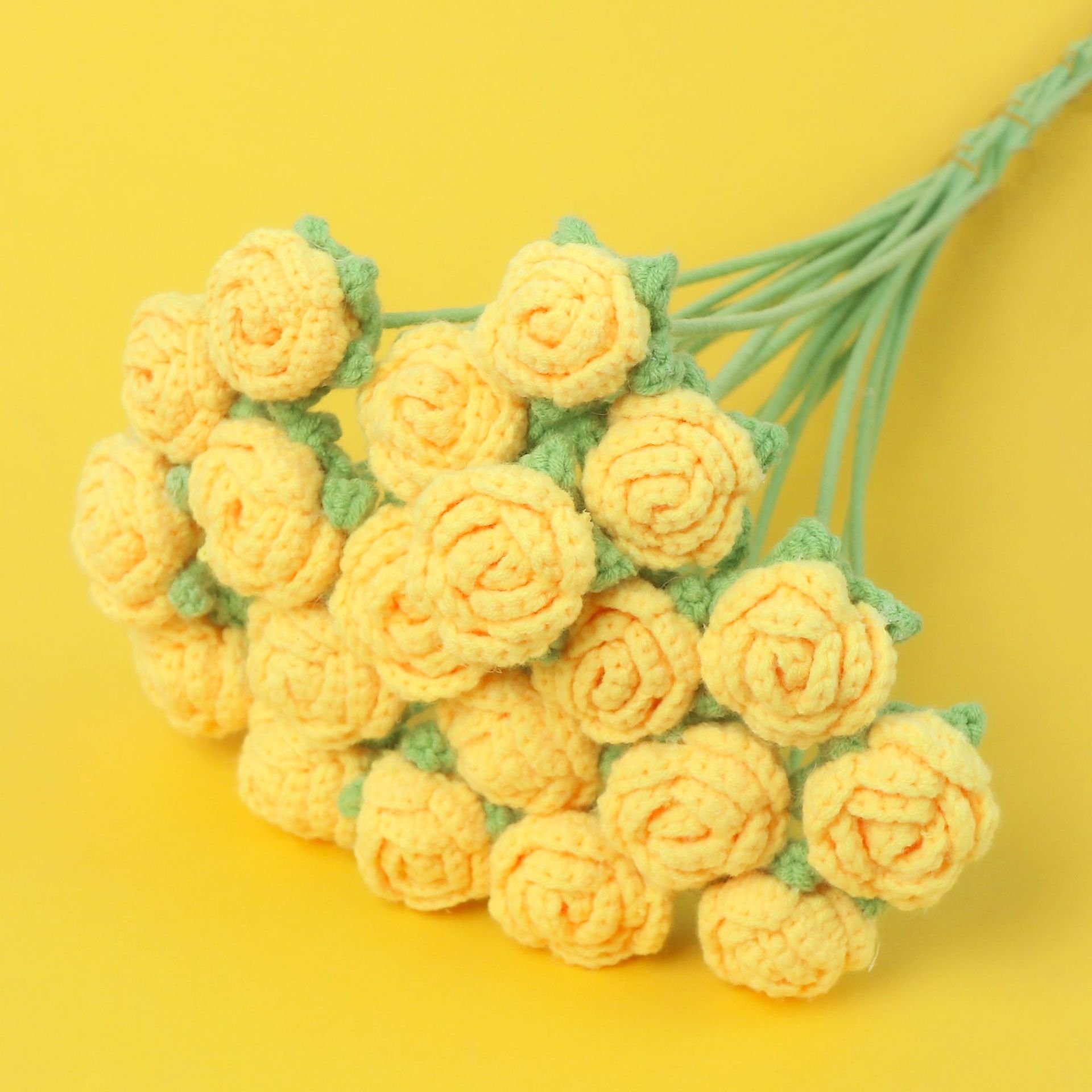 Hot Wool Red Knit Roses Flower Preserved Rose Flower Wedding Valentine's Day Mothers Day Gifts 2024 Crochet Flower Rose