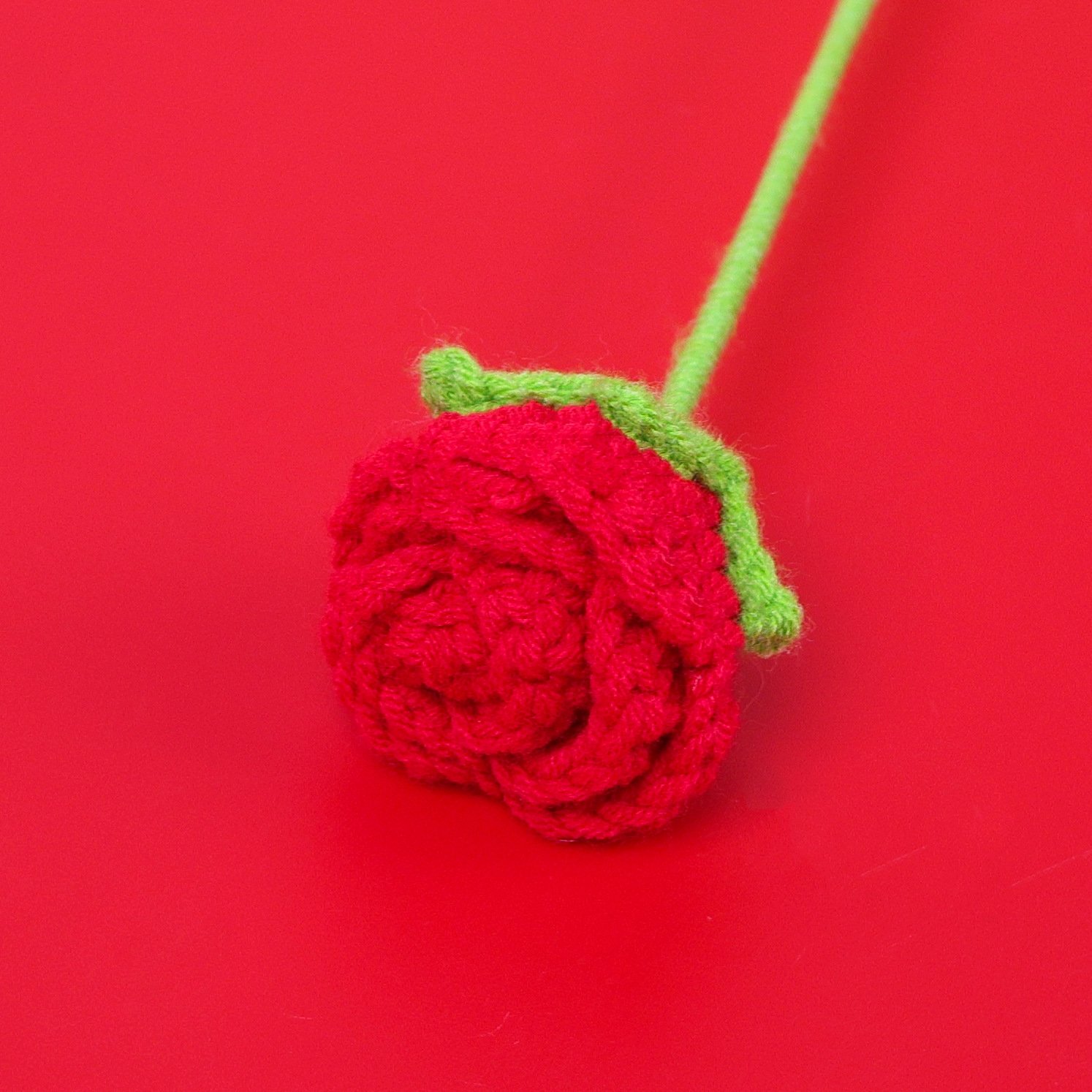 Hot Wool Red Knit Roses Flower Preserved Rose Flower Wedding Valentine's Day Mothers Day Gifts 2024 Crochet Flower Rose