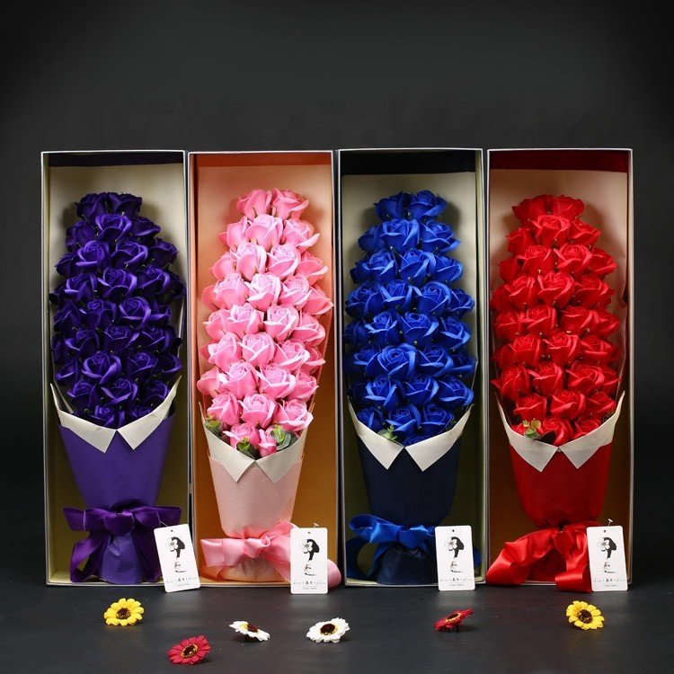 Valentine Rose soap flower Preserved Flowers Birthday Gift Soap Floral Wedding Decoration Eternal soap Flower bouquet