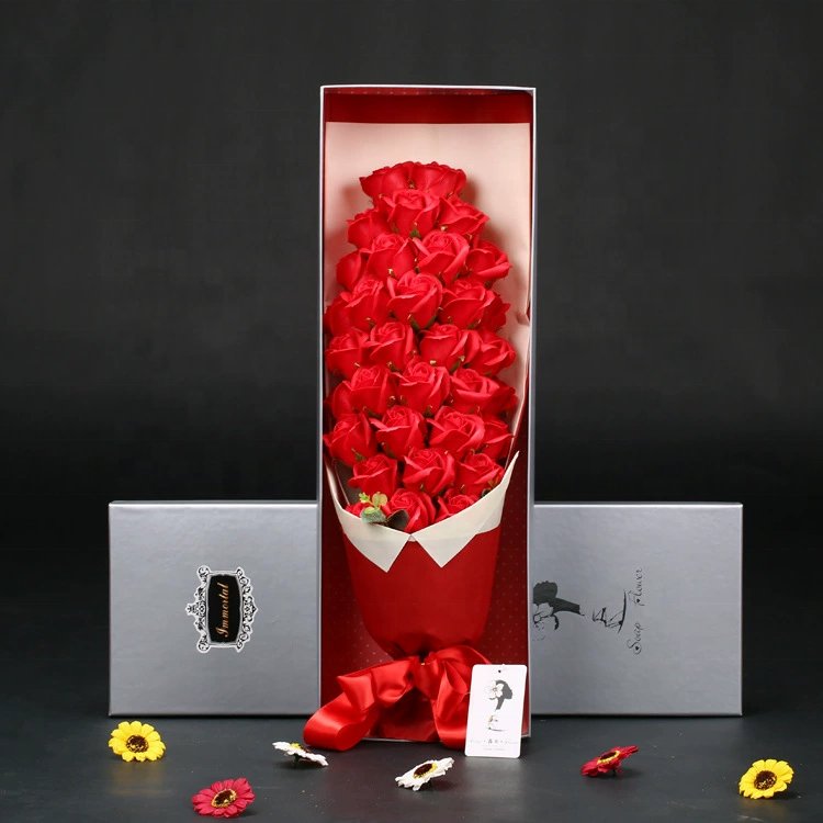 Valentine Rose soap flower Preserved Flowers Birthday Gift Soap Floral Wedding Decoration Eternal soap Flower bouquet