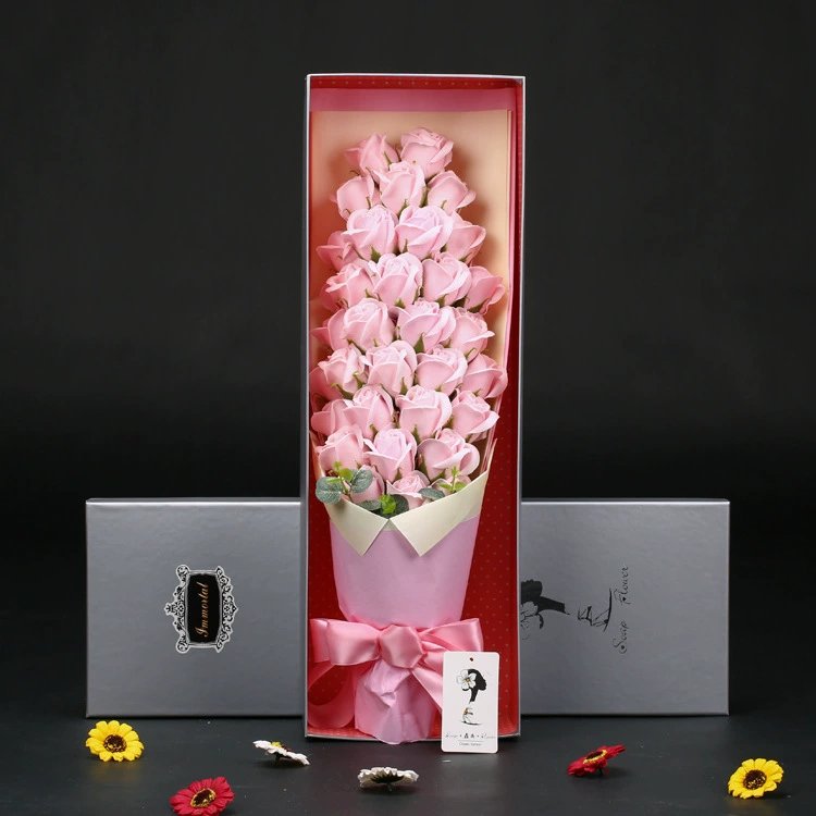 Valentine Rose soap flower Preserved Flowers Birthday Gift Soap Floral Wedding Decoration Eternal soap Flower bouquet