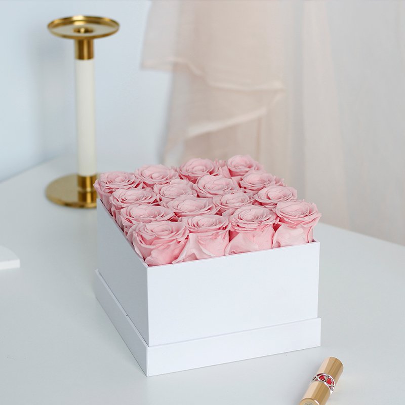 Lovebay Immortal Everlasting Mini Pink Rose Box Eternity Flower Real Stabilized Preserved Roses for Wedding Mother's Day Gift