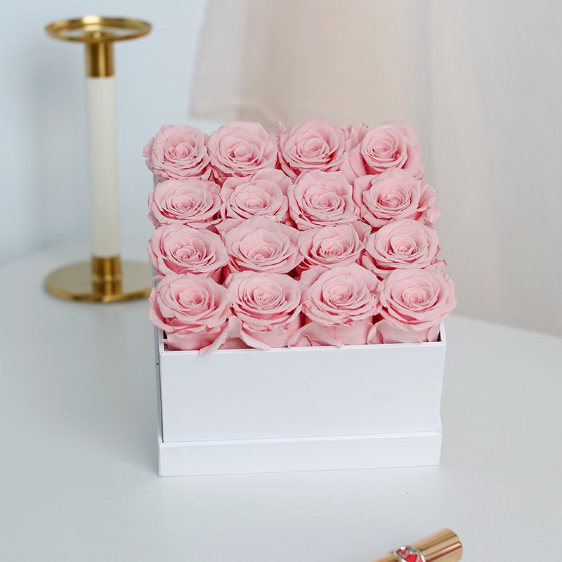 Lovebay Immortal Everlasting Mini Pink Rose Box Eternity Flower Real Stabilized Preserved Roses for Wedding Mother's Day Gift