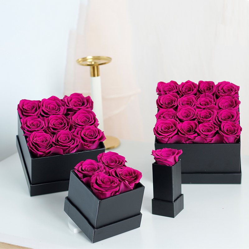 Lovebay Immortal Everlasting Mini Pink Rose Box Eternity Flower Real Stabilized Preserved Roses for Wedding Mother's Day Gift