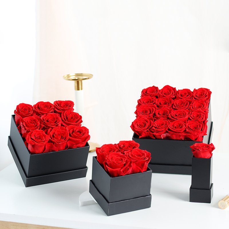 Lovebay Immortal Everlasting Mini Pink Rose Box Eternity Flower Real Stabilized Preserved Roses for Wedding Mother's Day Gift