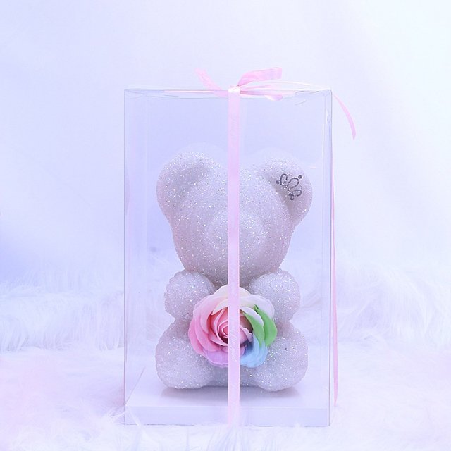 Ammy Diamond teddy bear 22cm modern novel design rose Rose Bear Mother Day Gifts bear rose decorations for home
