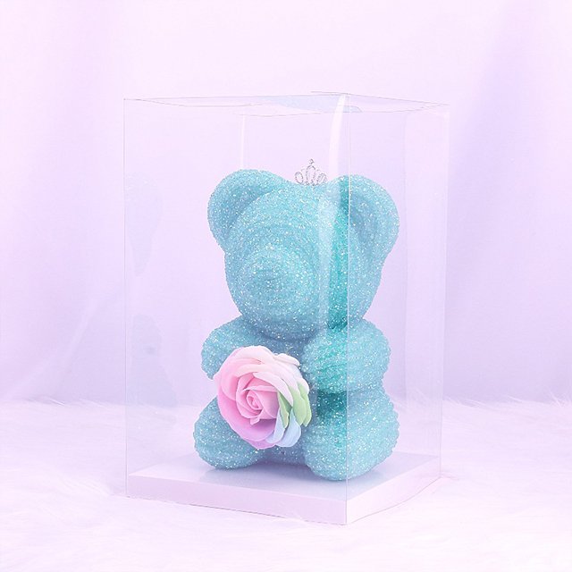 Ammy Diamond teddy bear 22cm modern novel design rose Rose Bear Mother Day Gifts bear rose decorations for home