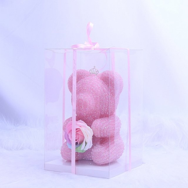 Ammy Diamond teddy bear 22cm modern novel design rose Rose Bear Mother Day Gifts bear rose decorations for home